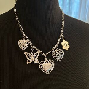 Candie's Silver Heart and Butterfly Necklace